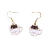 Korean version handmade small pendant teacup cat earrings, cute animal saucer cat alloy accessories stud earrings E8191