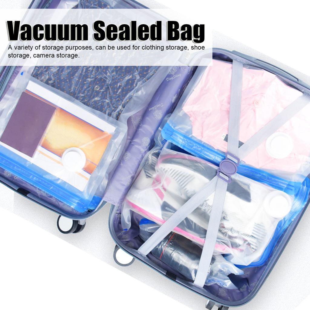 2Pcs Vacuum Storage Bag Space Saving Compressed Sealed Travel Bag with 3.5cm Thread Inlet