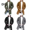 Men Cardigan Coat Knitted High Collar Long Sleeves Warm Pockets Sweater Coat Mid Length Pure Color Fall Winter Jacket