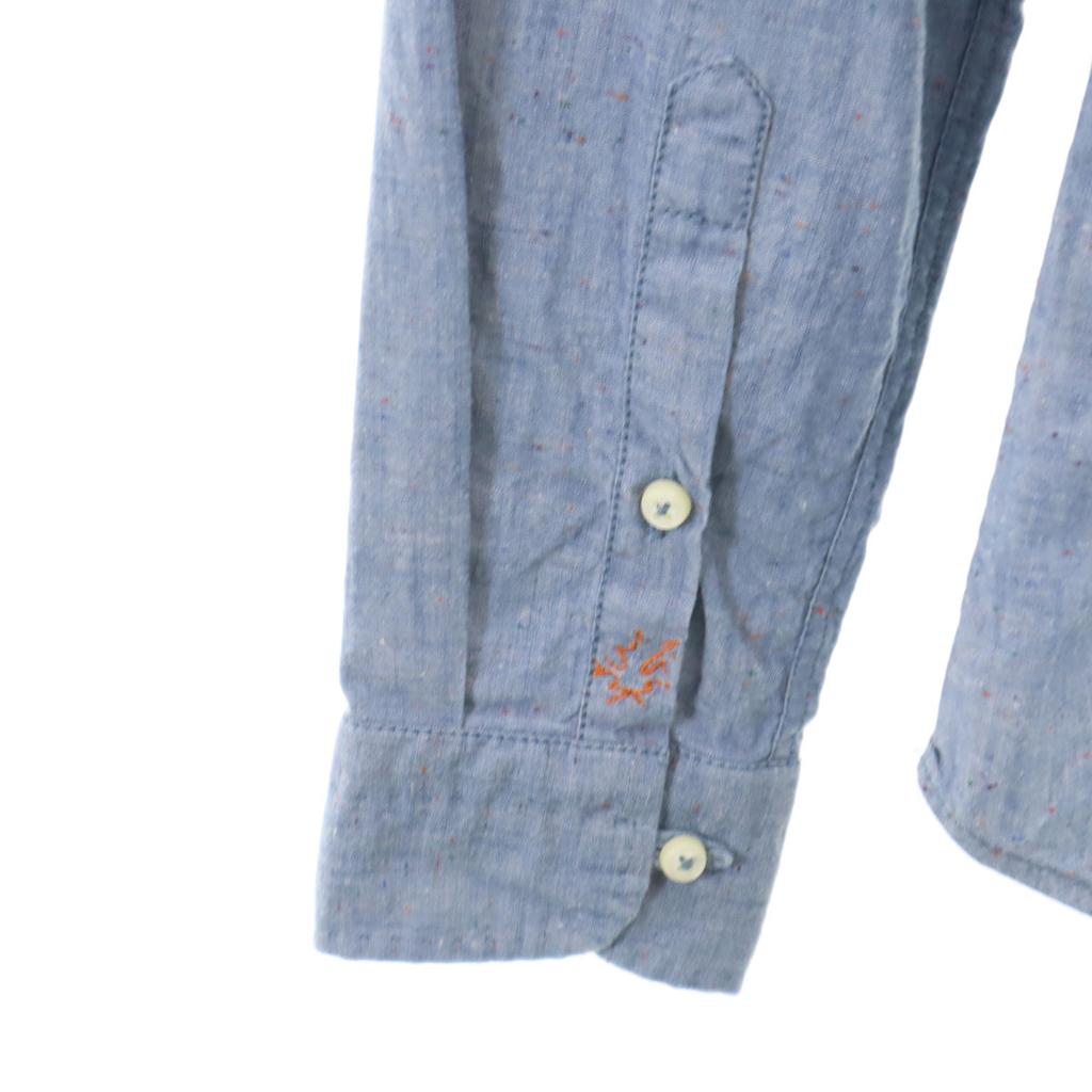 NEW ENGLAND Made In Italy Long Sleeve Nep Cotton Shirt 38/15 Blue Men's Used