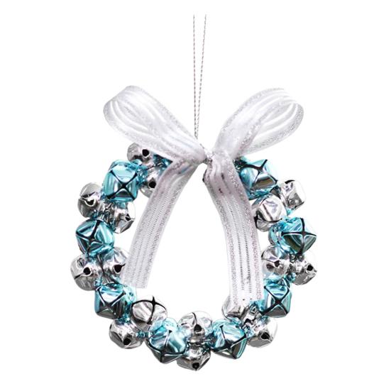 Bell Wreath Christmas Beaded Bell Wreath with Bow Small Jingle Bell Garland Ornament for Christmas Home Tree Decor