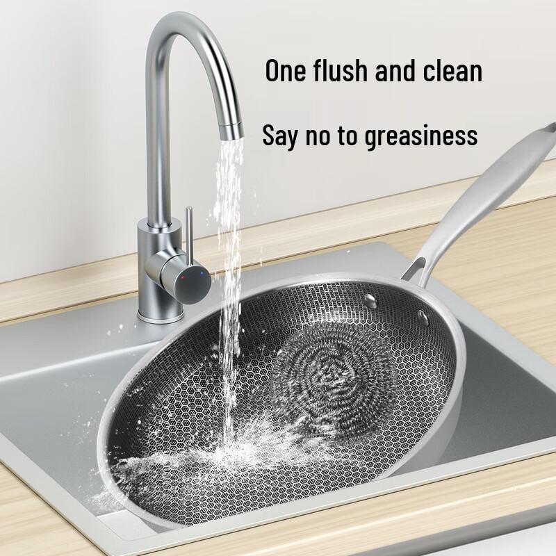 Stainless Steel Honeycomb Frying Pan with Glass Lid