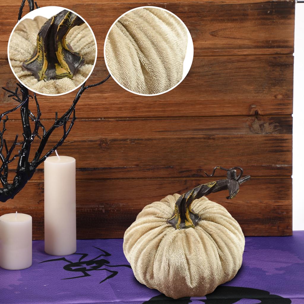 Faux Flannel Pumpkin Halloween Decoration for Cabinet Display and Photography Prop with Foam