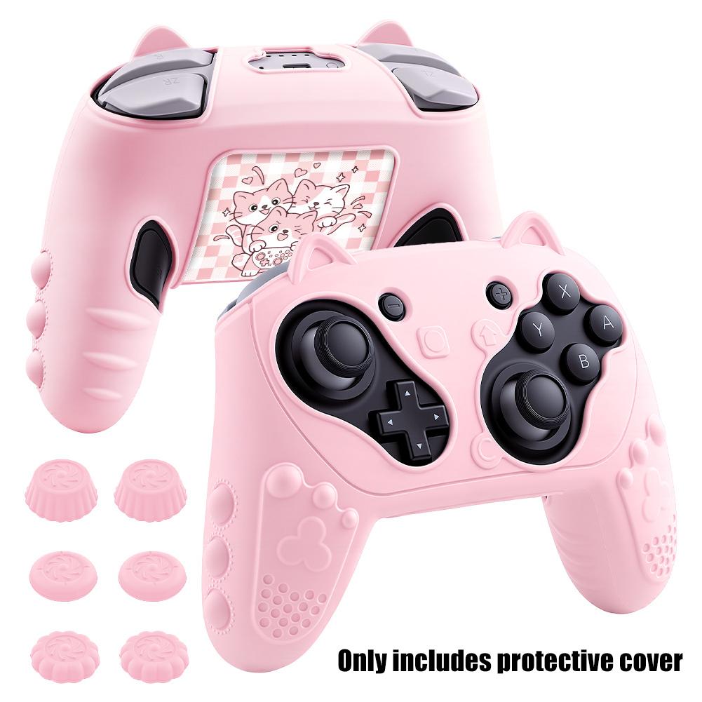 Silicone Protective Cover For Switch 2 Pro Controllers With Cat Ears Cute  Anti-Slip Skin Cover For NS 2 Pro Gaming Accessories