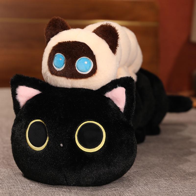Giant Cute Soft Cat Plush Sleep Long Pillow Cushion Kawaii Black Cat Soft Plush Toys Gift
