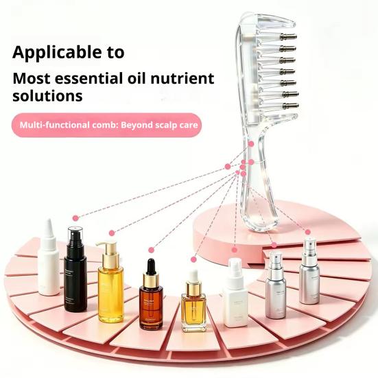 Hair Root Treatment Applicator Scalp Essential Oil Comb, Round Massage Ball Teeth Design, 10ml Capacity, Comb for Growth Clear Leakproof Portable