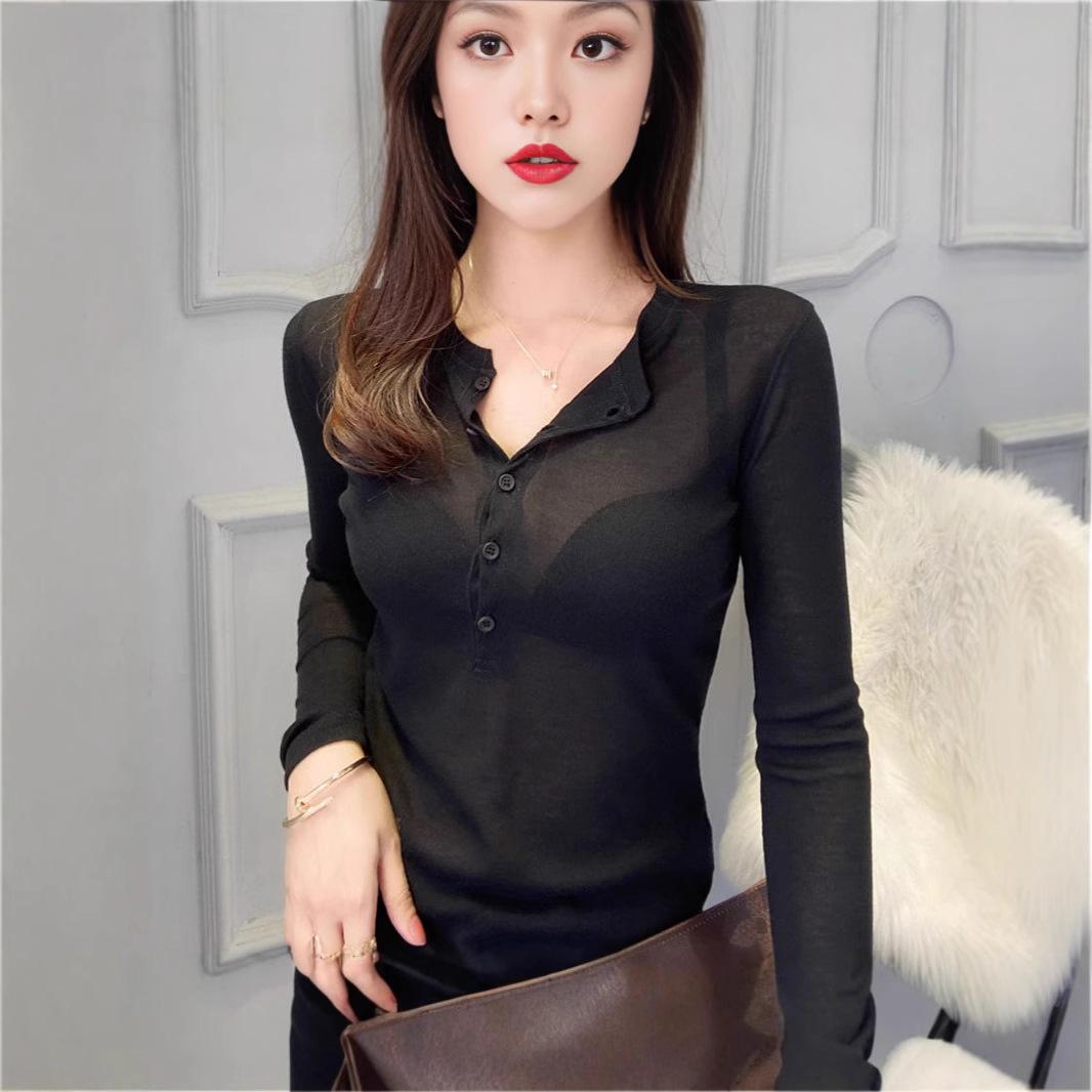 

Women s Sheer Candy Color Base Layer Top - Thin, Colorful, Fashionable Sunscreen Shirt for Spring and Autumn XL (Recommended for ~125 lbs)