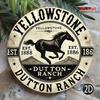 Cartello in Metallo con Cavallo Montagna Rustico Decorazione Murale Western Yellowstone