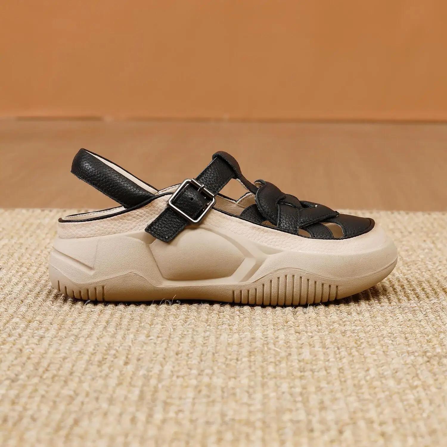 

Женские сандалии с пряжками на платформе Лето 2025 Уличная женская обувь Обувь Круглый носок Носок Новинка Дышащая Мода F H Дизайнер 40