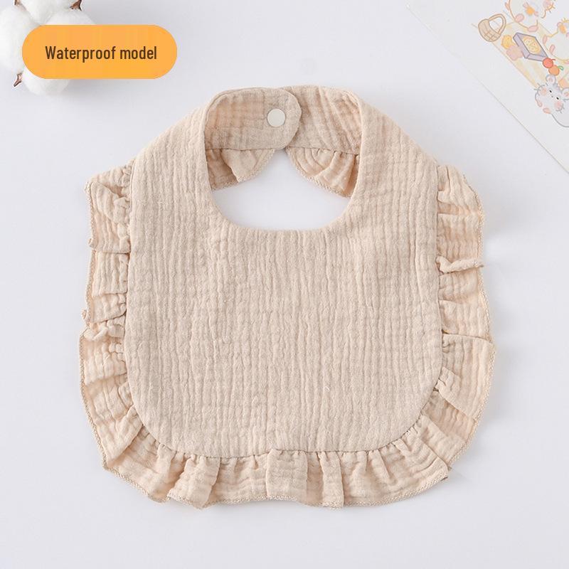 Ruffle Lace Waterproof Cotton Baby Bib (Seven-Layer Gauze)