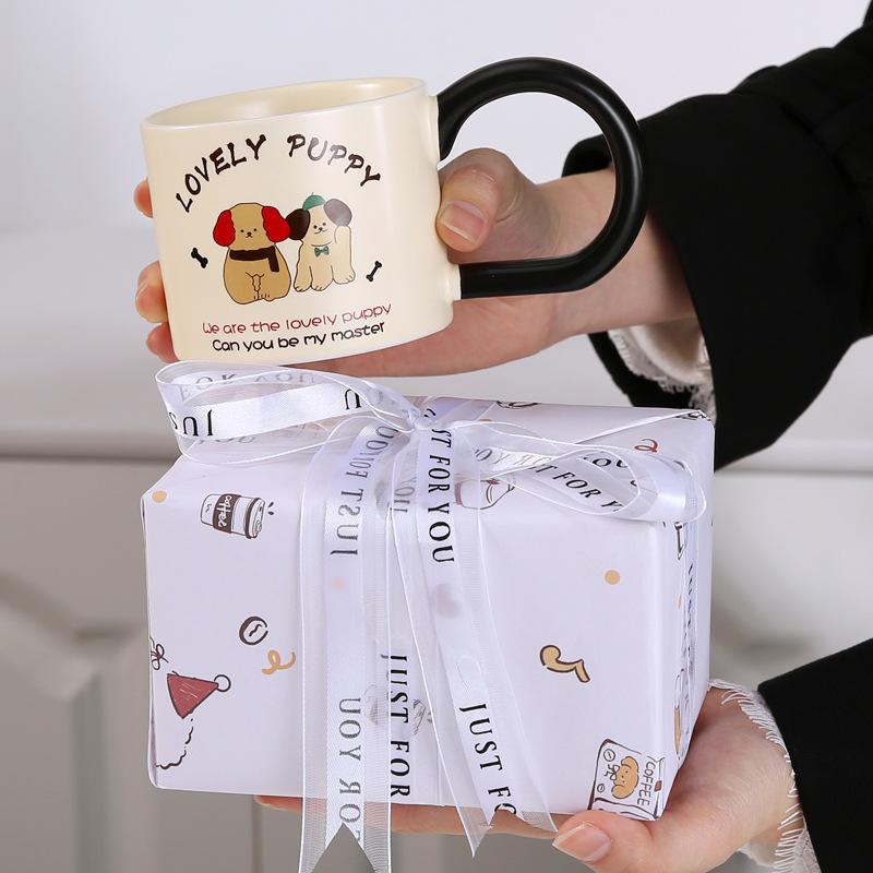 Ceramic Mug Wide Handle Couple Coffee Cup Cute Animal Opening Event Gift Breakfast Cup