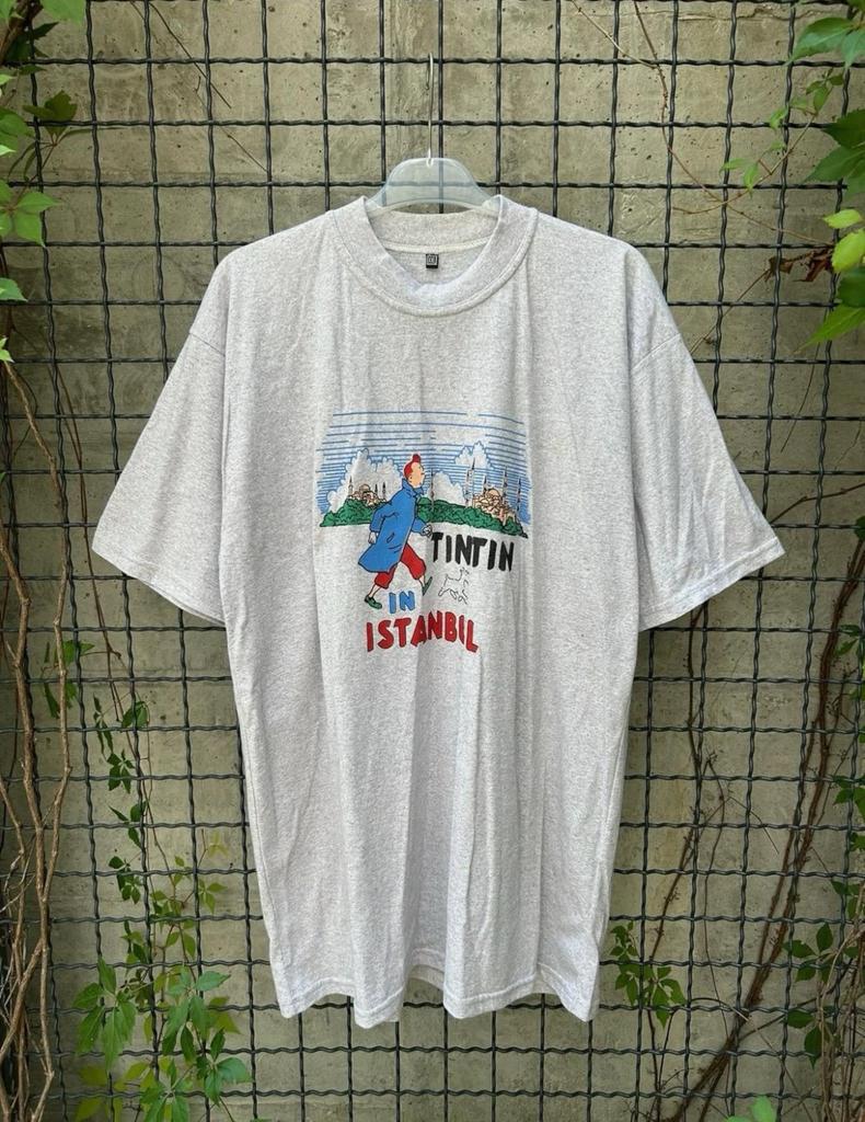 Vintage 90s Adventures Of Tintin In Istanbul Comics Cartoon T-Shirt Size XXL