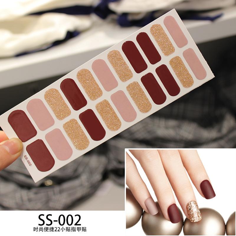 22pcs Sheet Laser Bronzing Full Cover Nail Stickers Long Lasting Tearable Cute Nail Art Wraps Design
