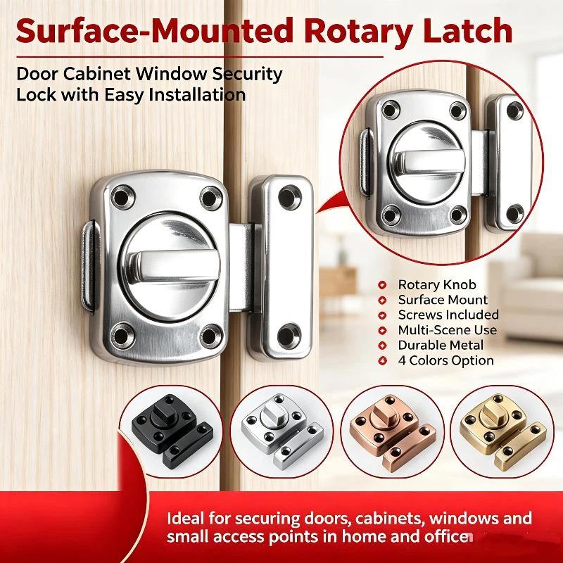 Rotating Bolt Safety Door Latch 1 Set Easy Operate Twist Slide Lock for Kids Safety Room Bathroom Interior Doors