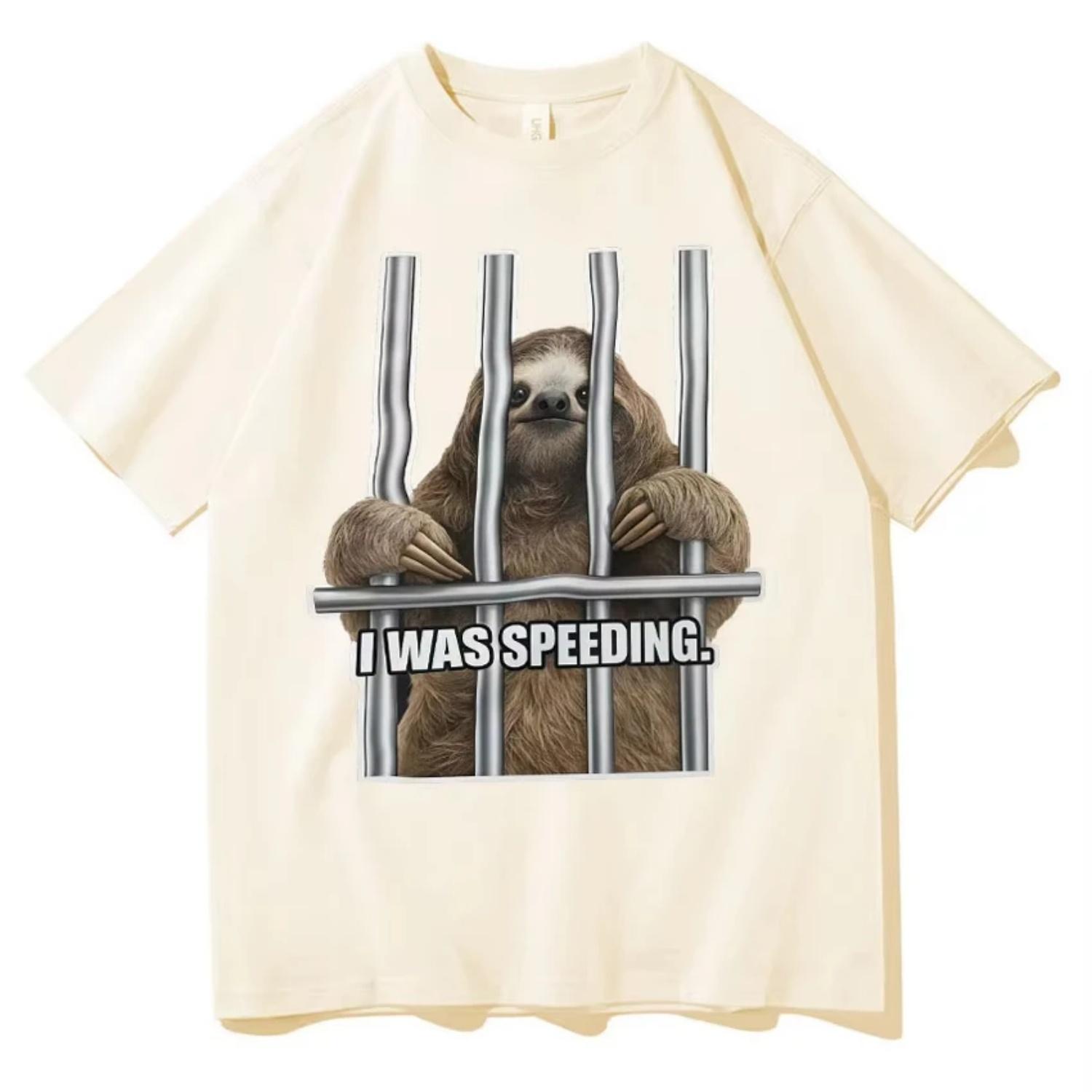 

Funny I Was Speeding Sloth Meme Streetwear T-shirts Men Women Loose Short Sleeve T-shirt Gothic Comfort Oversized Cozy T Shirts S чёрный