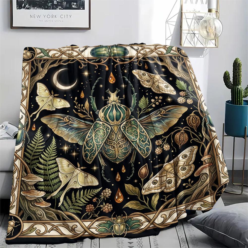 1Pc Butterfly Chicken Vintage Art Print Flannel Blanket High Quality Warm Comfortable Cover for All Seasons Perfect for Gifts Home Decor