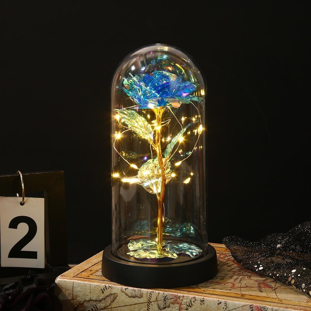 

Realistic LED Flower Light Romantic Simulation Rose Light Artificial Rose Light Wedding Decor синій