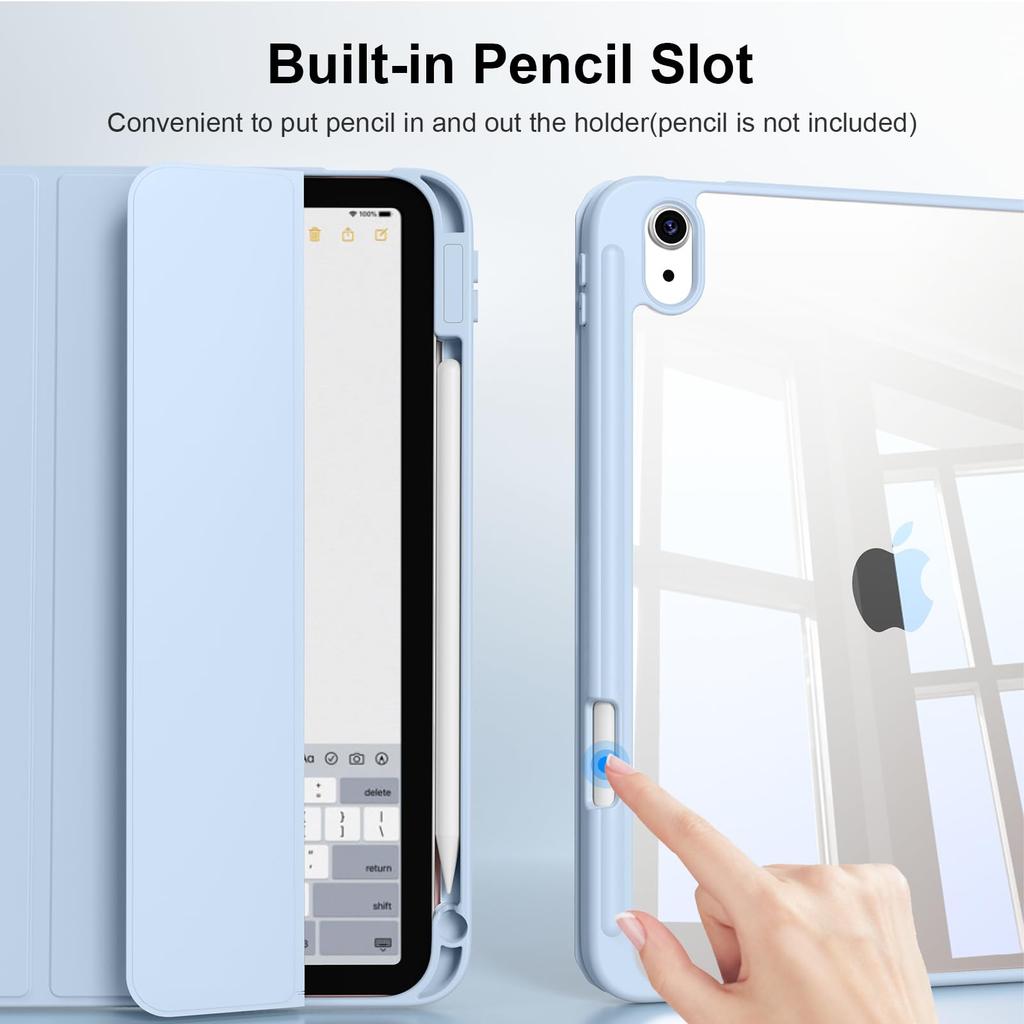 Case for iPad (A16) 11th Generation 11 Inch / 10th Generation 10.9 Inch with Pencil Holder, Magnetic Flip Smart Cover