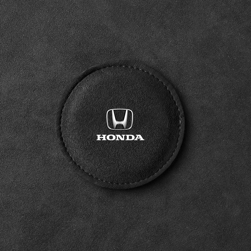 Car Cup Holder Pad PU Leather Slot Non-slip Coaster Mat Emblem for Honda Jazz Insight Civic Xrv Hrv Crv Brv City Accord Fit Pilot Odyssey