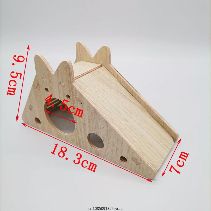 Hamster House DIY Wooden Gerbil Hideout Pet Sport Exercise Toys Bridge Swing and Chinchilla Seesaw Small Villa Cage Accessories