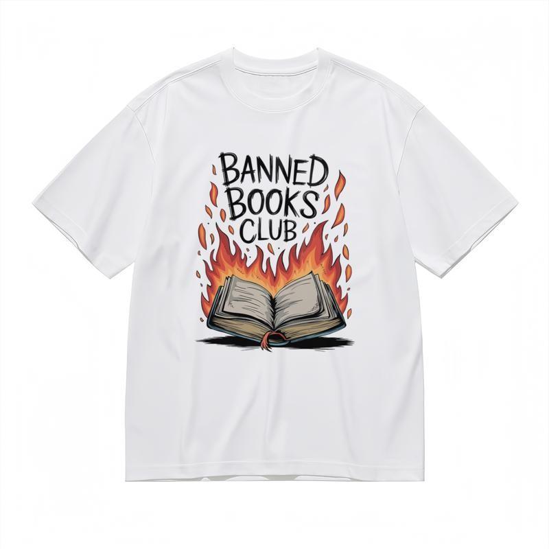 Mens Trend Fashion Classic T-Shirt Burning Pages Abstract Graphic Design Tee XL