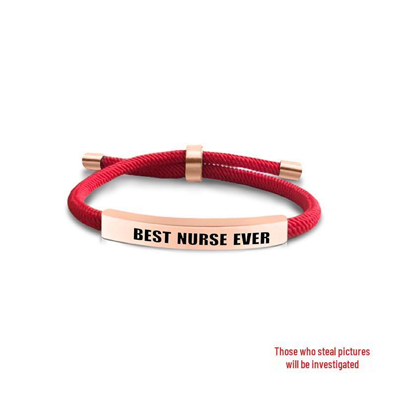 Multi-Color Engraved Stainless Steel Rope Bracelet: Nurse's Day Commemorative Christmas Gift