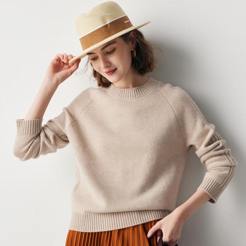 

Женский свитер Paluo из 100% кашемира, с круглым вырезом и кабельной вязкой L