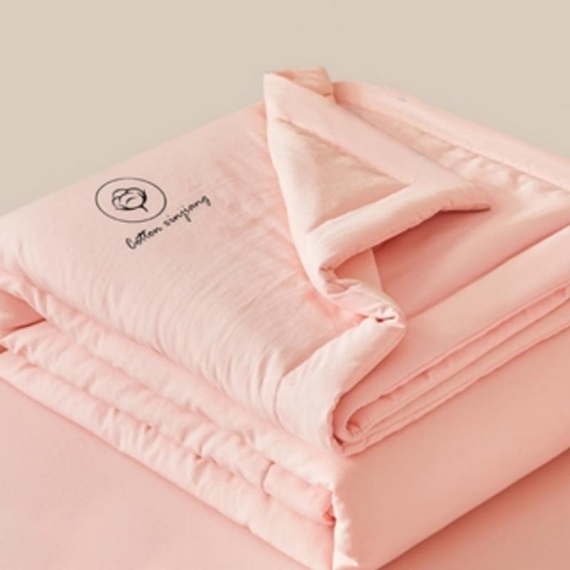 1pc Unprinted Cotton Quilt  Cool Summer Air Conditioning  Solid Color  Skin Friendly  Washable  Lightweight