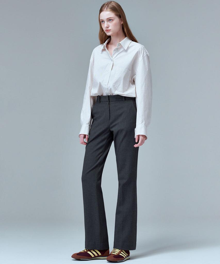 MALOUPE 2138 Brushed Stretch Slim Bootcut Pants (Dark Gray)
