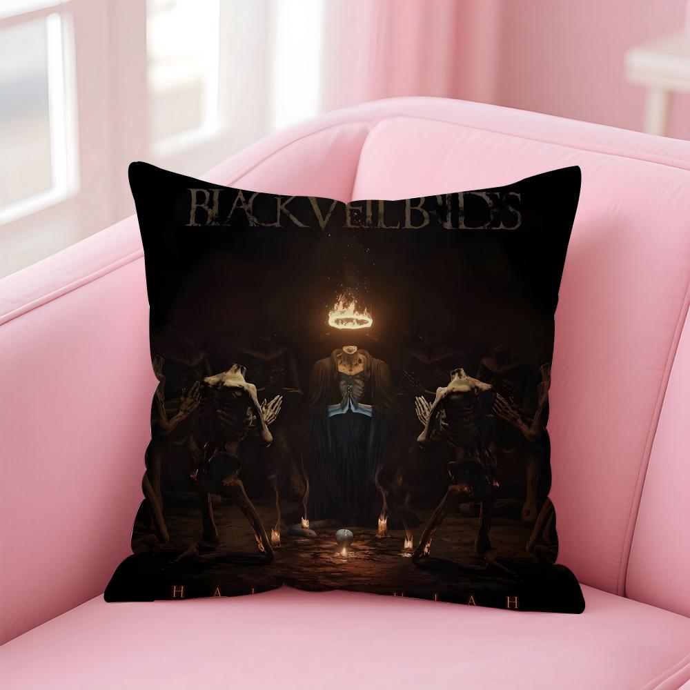 Black V-Veil B-Brides Band Cushion Cover Linen Pillowcase Cover Soft Decor For Sofa Home Room