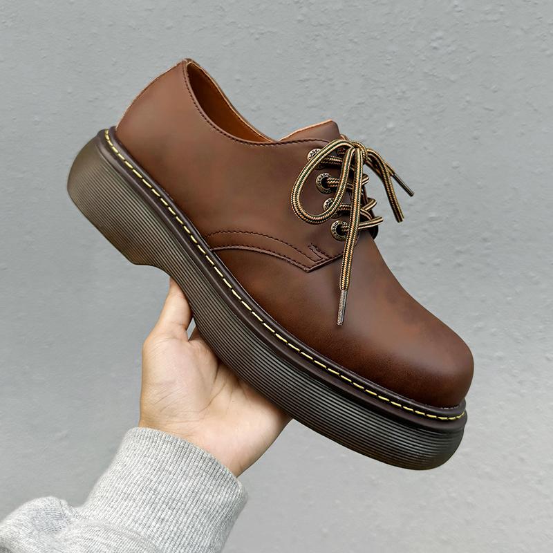 Fashion Leather Shoes For Man Platform Genuine Leather Big Size Shoes High Quality Designer Formal Platform Casual Shoes Outdoor