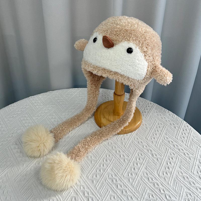 Niedliche Pinguin-Strickmütze für Kinder aus flauschigem Polyestermaterial für kaltes Wetter und wärmt den Kopf
