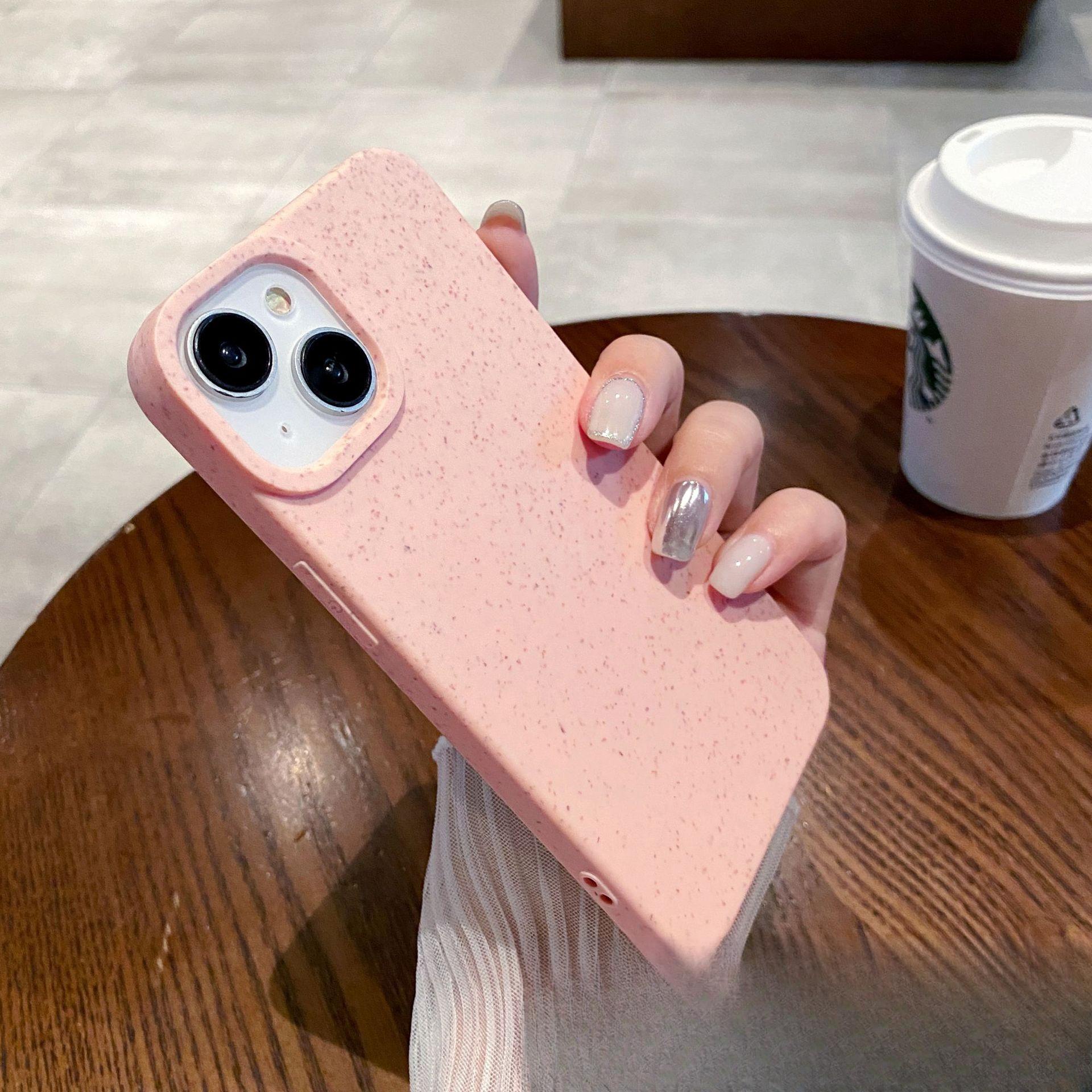 

Iphone15pro Простой защитный чехол из ТПУ Apple 14 Матовый чехол для телефона из пшеничной соломы Мягкий 13 Всесторонний 16 iPhone16PROMAX розовый