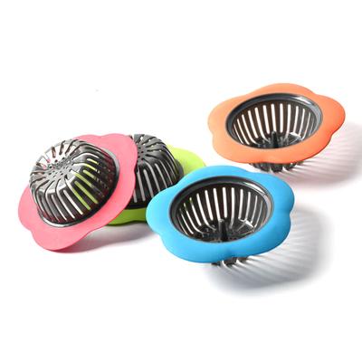 Flower Shaped Kitchen Mesh Sink Drain Silicone Strainer Dense Hole Water Drain Bathroom Drain Hole Hair Filter Trap Waste Screen