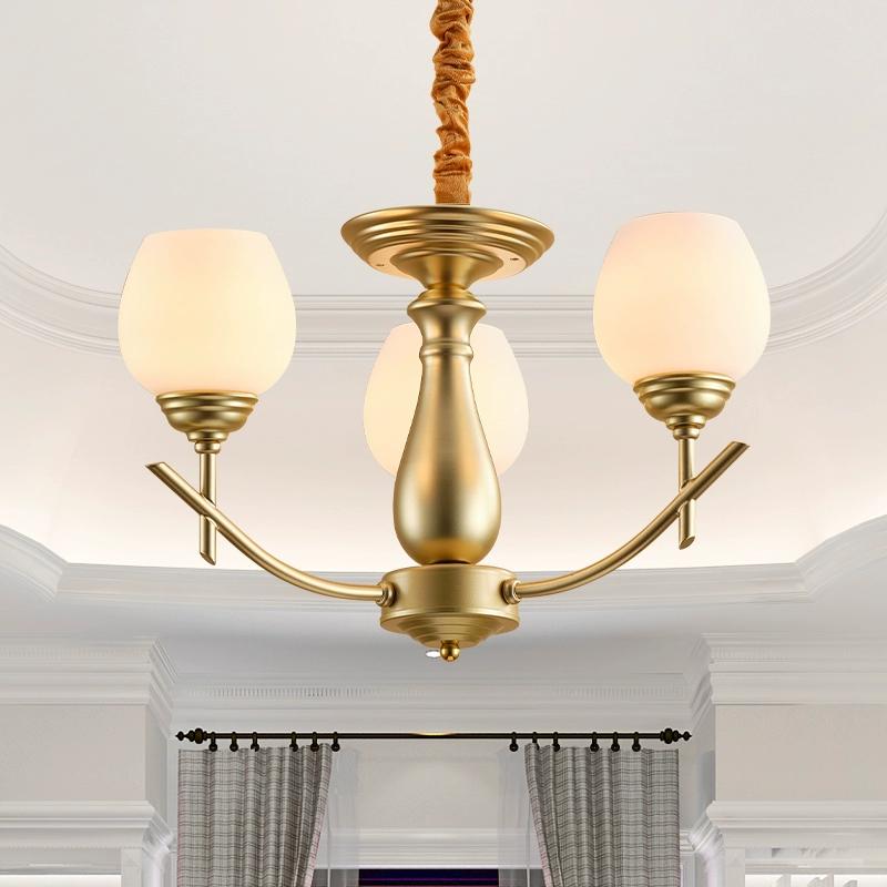 

Простой Ретро Сельский Золотой Ресторан Кабинет Спальня Подвесной Светильник Diameter -3 heads