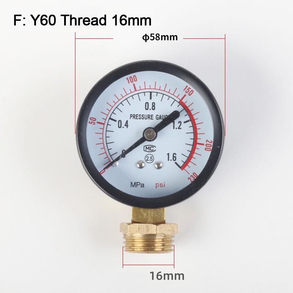 Vacuum Manometer Mini Dial Gauge Y60 0-1.6Mpa 0-230PSI Pool Filter Water Pressure Gauge Meter For Air Compressor Display Gauge