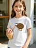 Cute Kiwi Kids T Shirt Funny Cartoon Flightless Bird Print Short Sleeve Tees Boys Girls Soft Polyester Casual Tops Daily Wear Gift