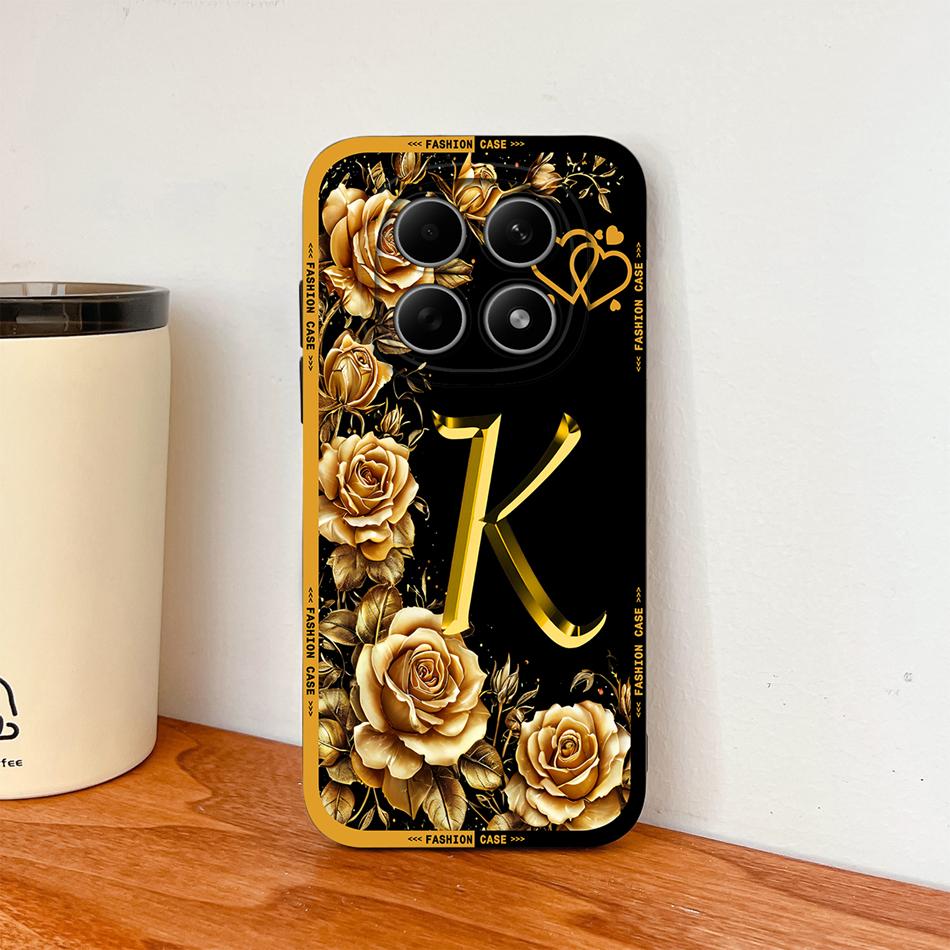 Case For Poco M8 Pro / Poco M5 M5S Fashion Rose Letters Soft Liquid Silicone Phone Shell For Poco M 8 M 5 Lightweight Funda