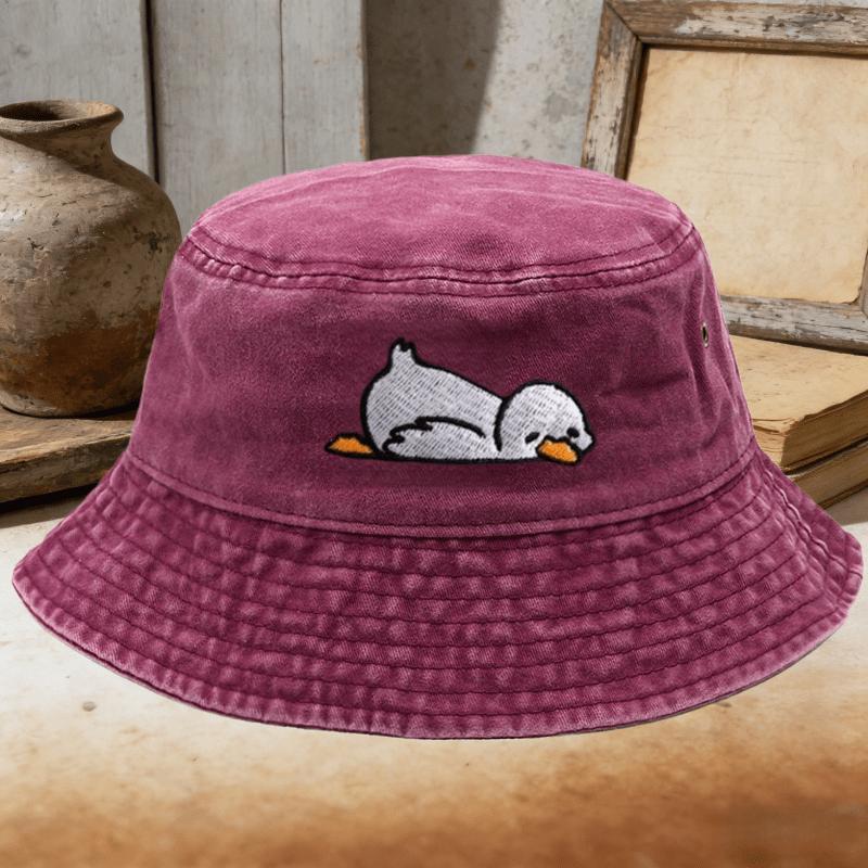 

Adorable Duck Pattern Fisherman s Cap Ideal for Couples Casual Outings Men s Fisherman Hat and Women s Sun - Blocking Hat Adjustable бордовий