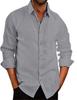 New Bestseller Men's Linen Shirt - Turn-Down Collar, Solid Color, Long Sleeve, Button-Up.