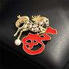 Bijoux Rétro Cheval Zodiaque Diamant Broches Année du Cheval Nouvel An Chanceux Accessoires Vestimentaires Sac Pendentif Épingles de Costume Cadeaux