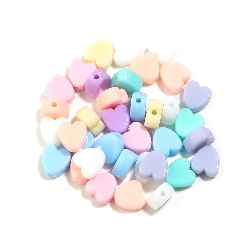 100pcs/lot Mixed Color Heart Shaped Beads Big Hole Loose Spacer Acrylic Beads For DIY Charms Bracelet Necklace Jewelry Wholesale