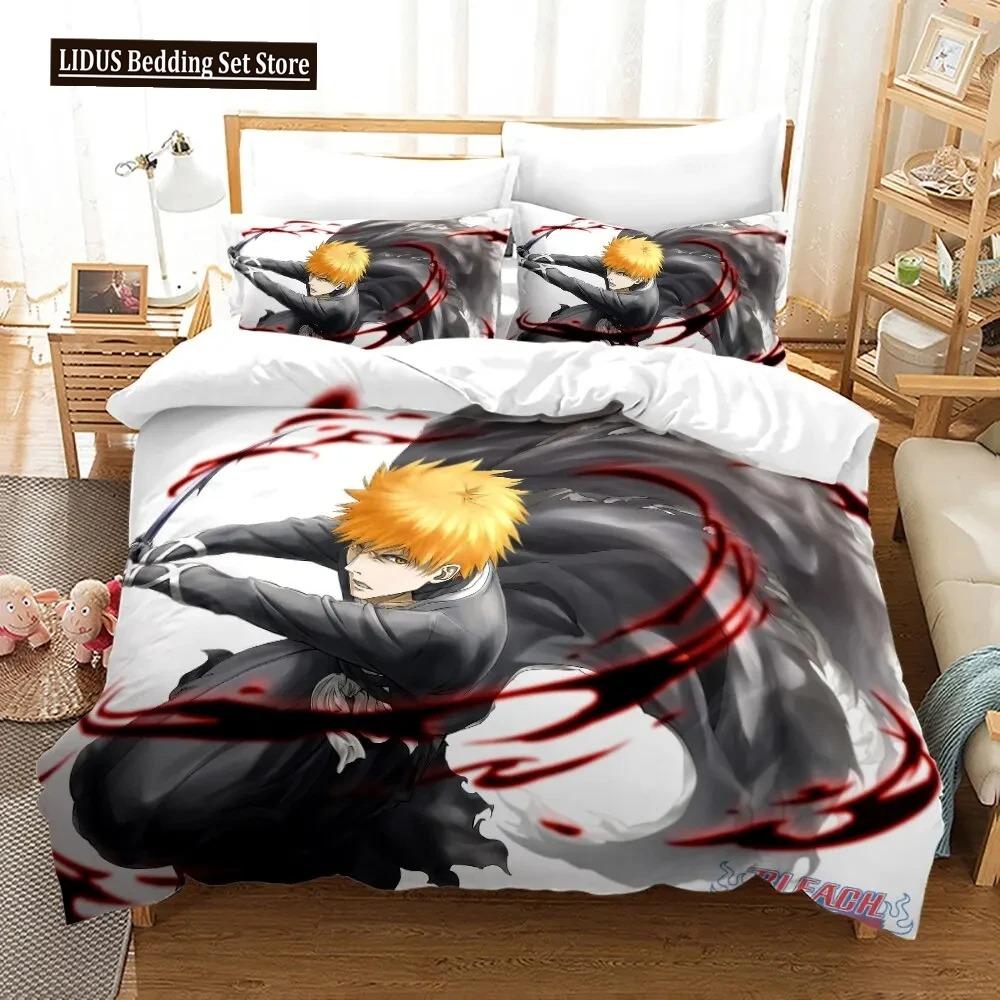 Anime Bleach Kurosaki Ichigo Bedding Set Boys Girls Twin Queen Size Duvet Cover Pillowcase Bed Boys Adult Home Textileextile