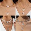 French Style Women Wear Special-shaped Pearl Necklaces In Multiple Layers, Autumn and Winter Sweater Chains, Collarbone Chains