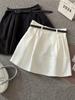 Women's High Waist Mini Skirt A Line Skirt Pleated Umbrella Skirt Korean Casual Solid Color Short Bottoms