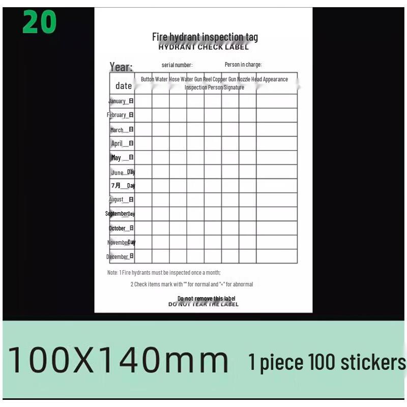 Famaqi Fire Equipment Monthly Inspection Labels