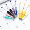 6PCS Sparkling Beadable Pen Ergonomic Grip Ballpoint Pen For Students Adult Daily Writing Journaling Art Craft Project