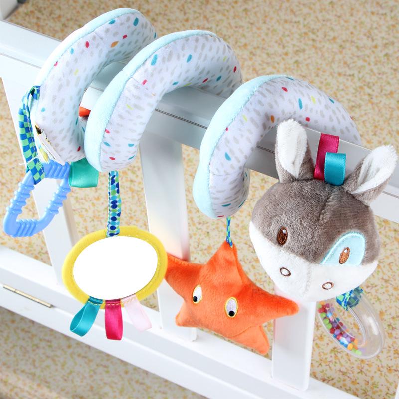 Baby Elephant Animal Bed Wrap with Bell and Mirror Toy, Ages 0-1