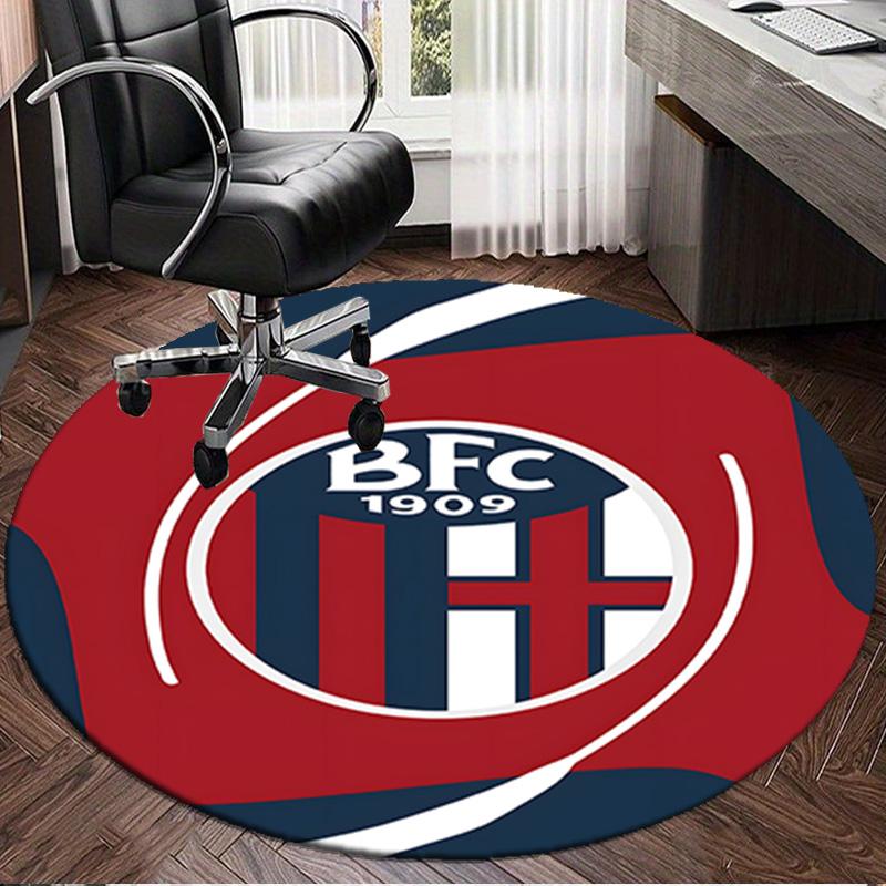 1PC Football Bologna Round Rug for Livingroom,Bedroom, Palyroom, Chair Rug, Area rug, Circle Carpet, Large Size Fan Christmas gift