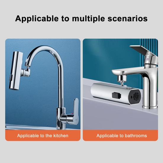 Faucet Extender Attachment 360 Degree Rotating Waterfall Faucet No Splashes Versatile Rotating Nozzle Adapter